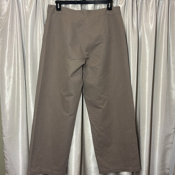 Eileen Fisher women’s Khaki linen pants, trousers, button, flat front, large - Picture 4 of 7